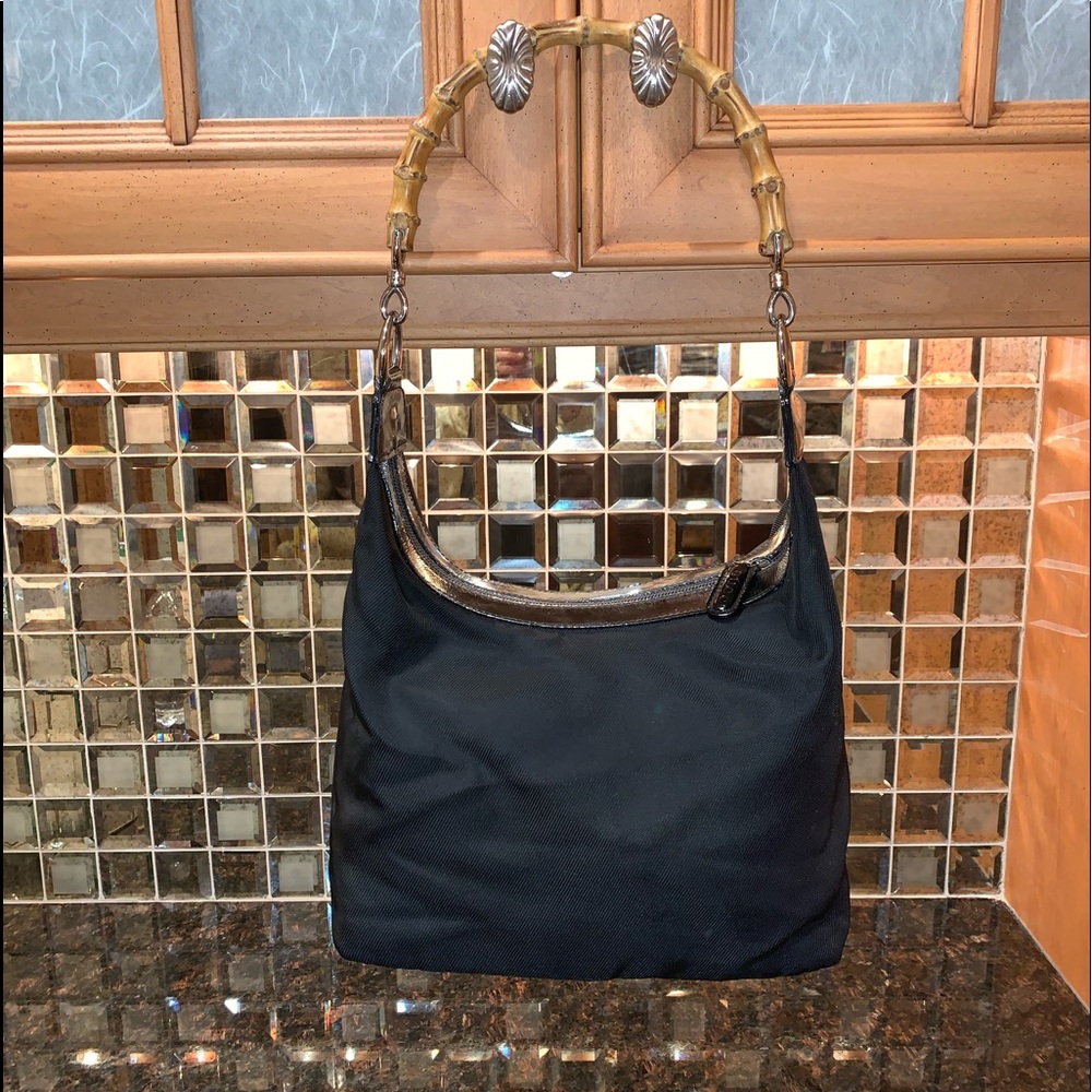 Vintage GUCCI canvas, leather and bamboo handle